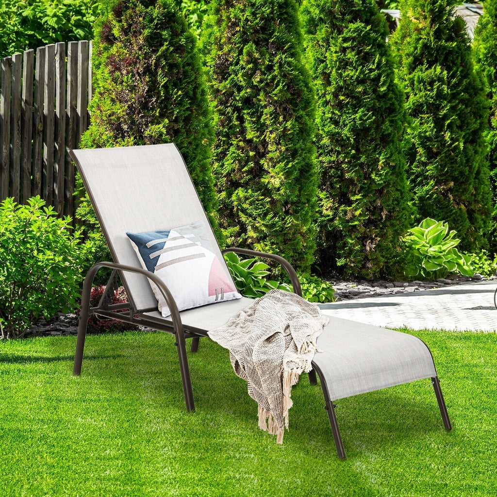 2 Pcs 5 Position Fabric Folding Outdoor Chaise Lounge Chairs Lightweight Pool Chairs Patio Lawn Recliner Sun Lounger - Comfortable And Ergonomic Design