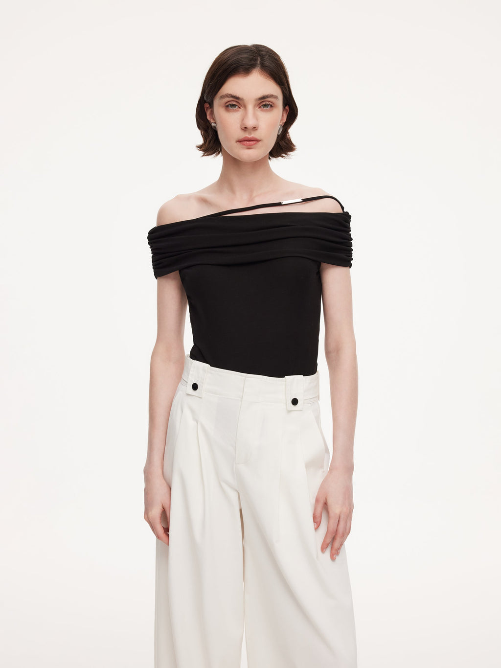 Lyocell Blend Off Shoulder Women Knit Top