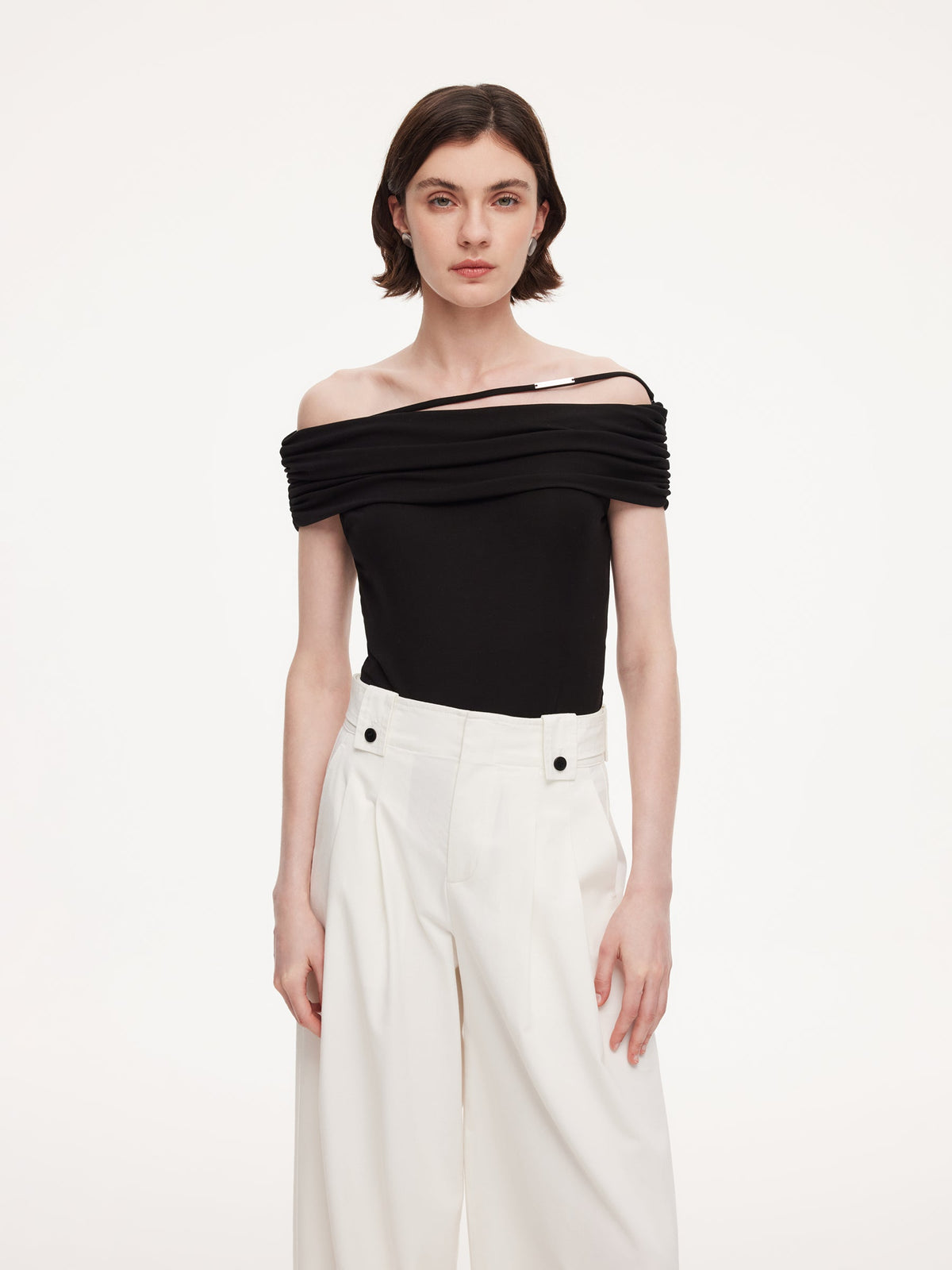 Lyocell Blend Off Shoulder Women Knit Top