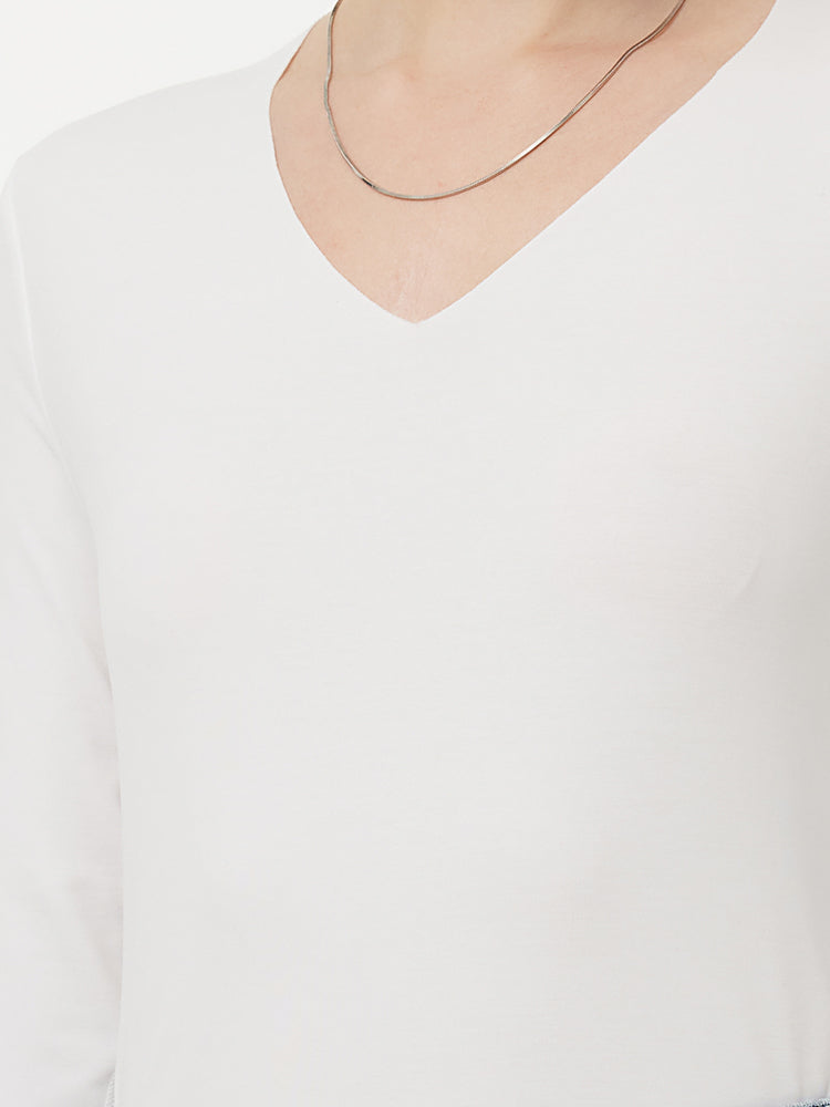 Two-pack (Black & White) Modal V-Neck Long Sleeve Top