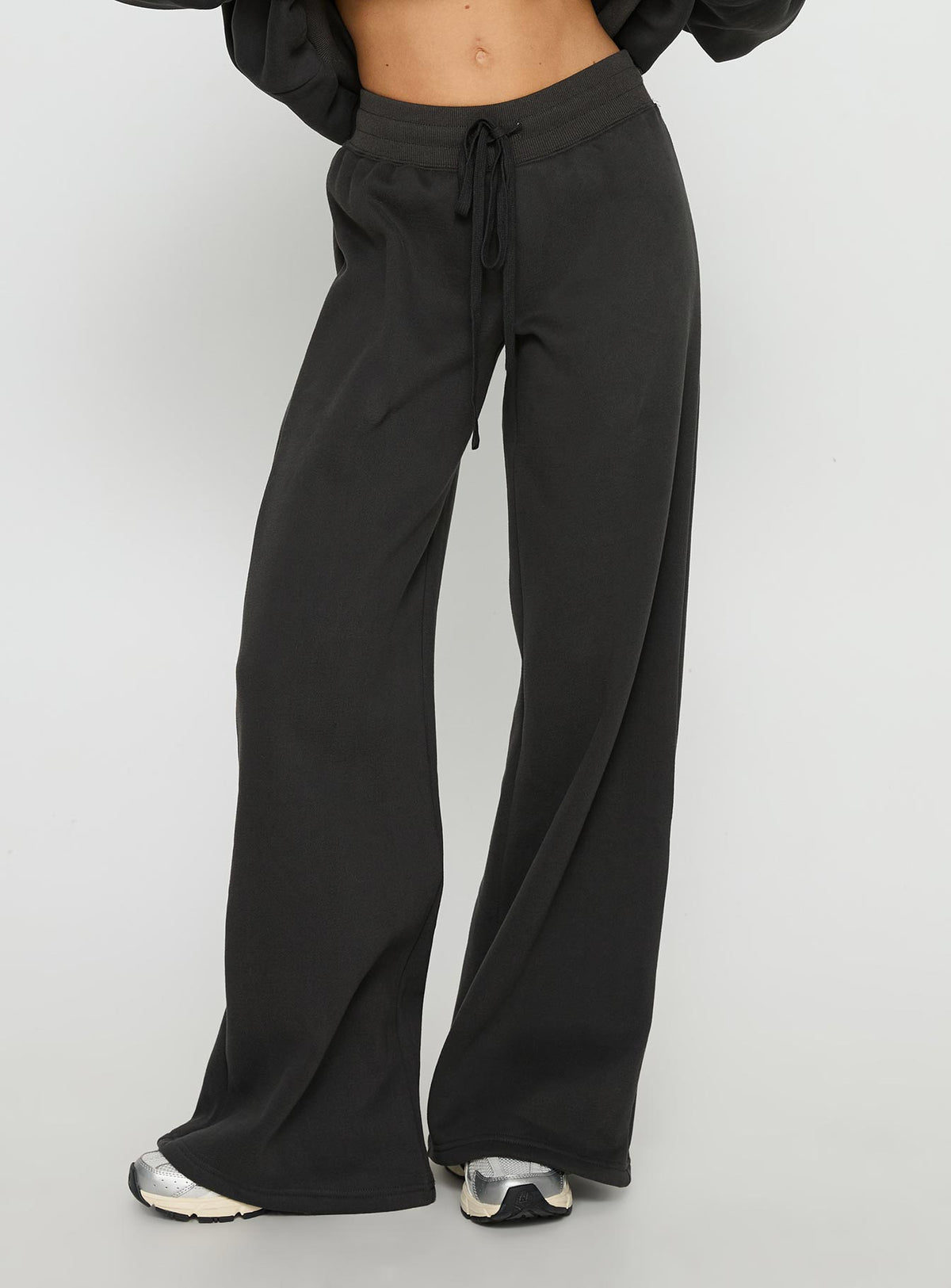 Princess Polly Stargirl Wide Leg Sweat Pants Charcoal