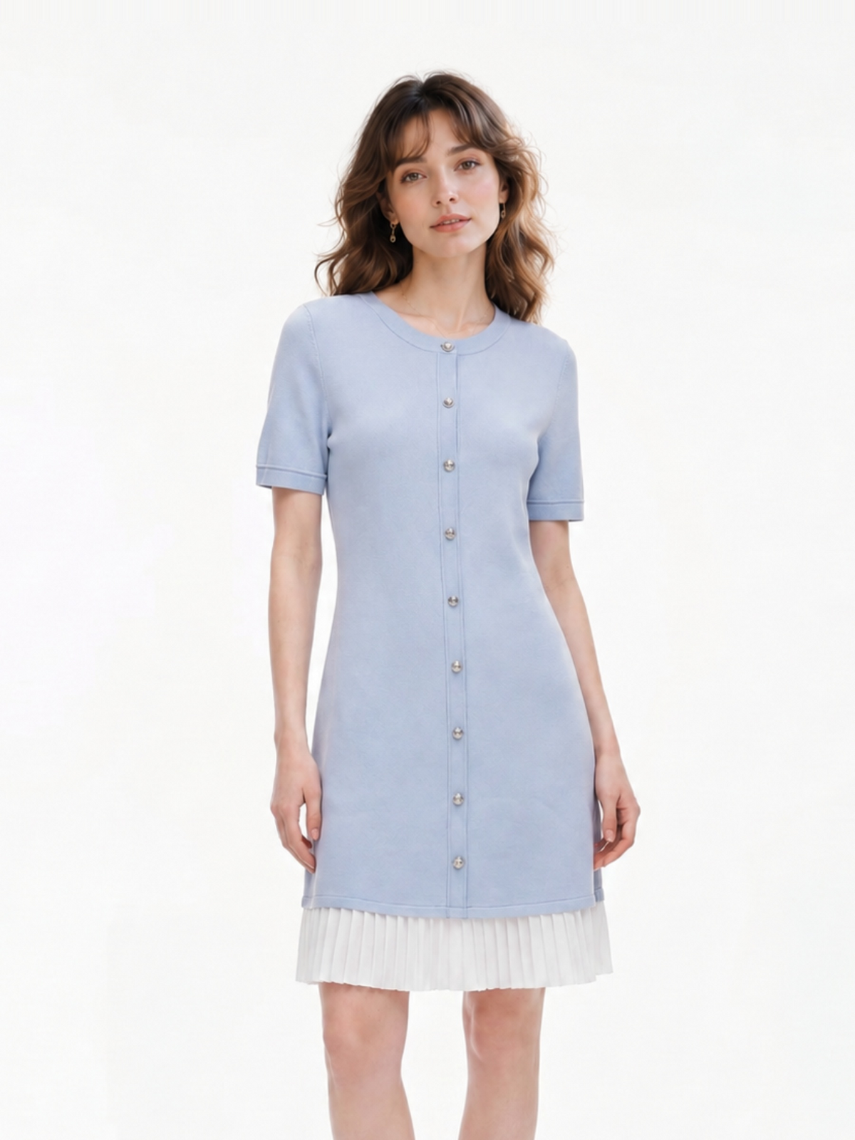 Tencel Blend Color Block Women Knit Mini Dress