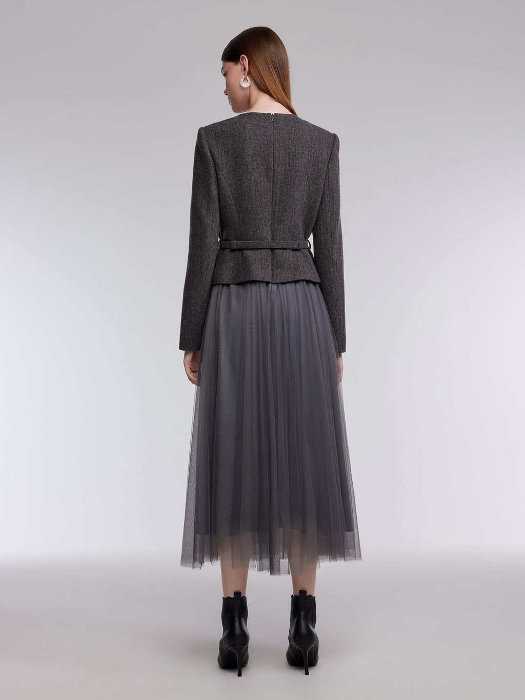 Washable Merino Wool Patchwork Women Maxi Dress With Belt