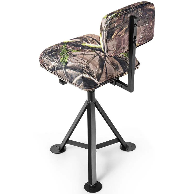 360Deg Camo Swivel Hunting Chair For Outdoor Activities Height Adjustable Tripod Blind Stool Chair With Detachable Backrest Padded Seat - Comfortable And Ergonomic Design
