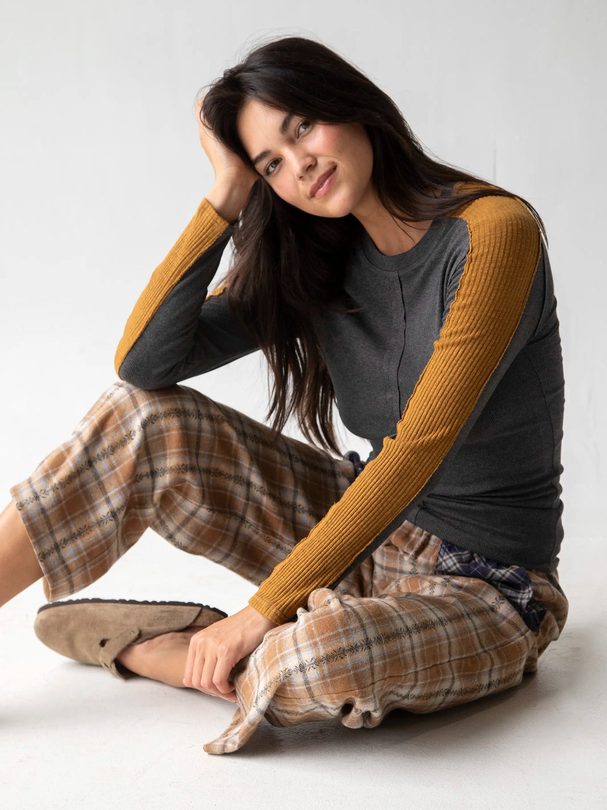Austin Ribbed Knit Top - Charcoal