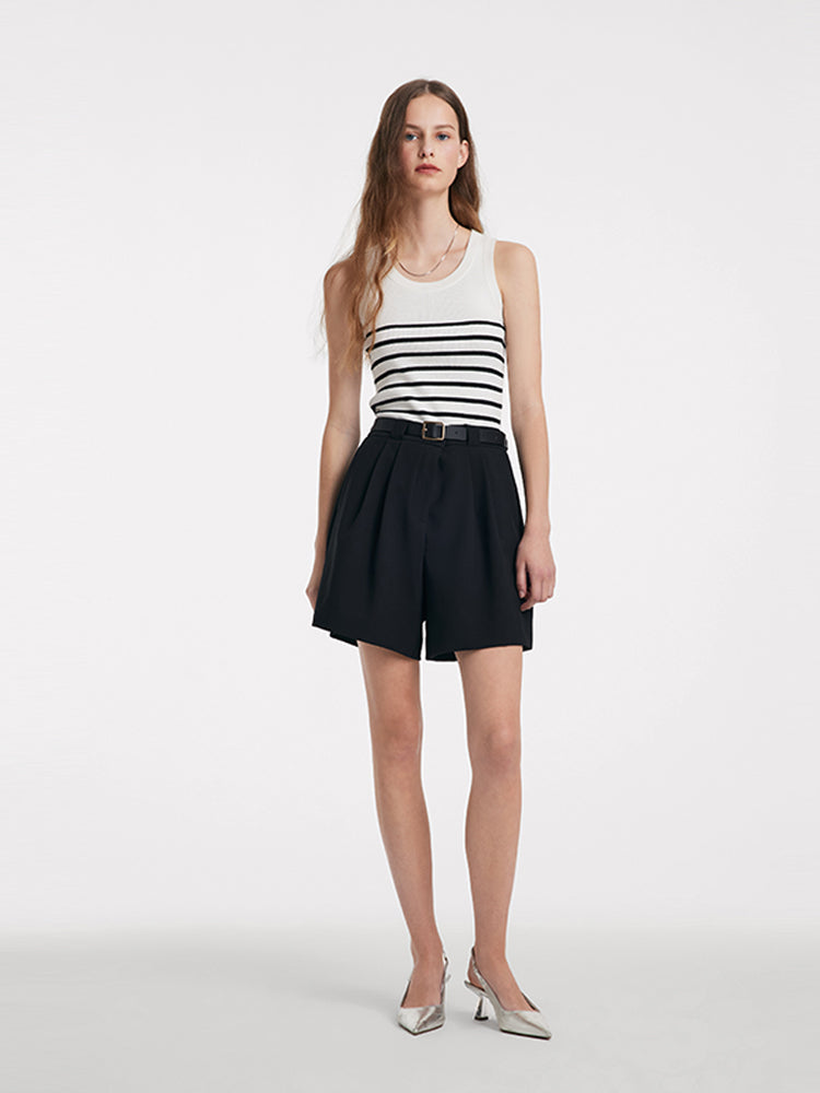 Acetate Cotton Knitted Striped Tank Top