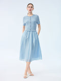 Lyocell Blend Patchwork Women Midi Dress