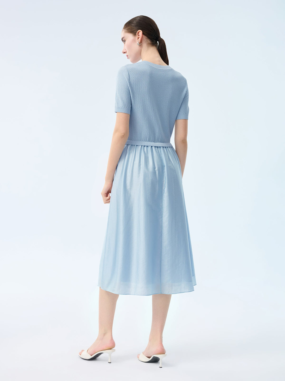 Lyocell Blend Patchwork Women Midi Dress