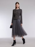 Washable Merino Wool Patchwork Women Maxi Dress With Belt