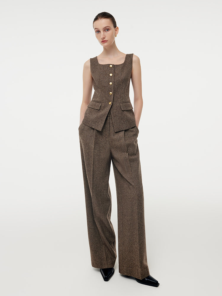 100% Washable Wool Square Neck Women Vest