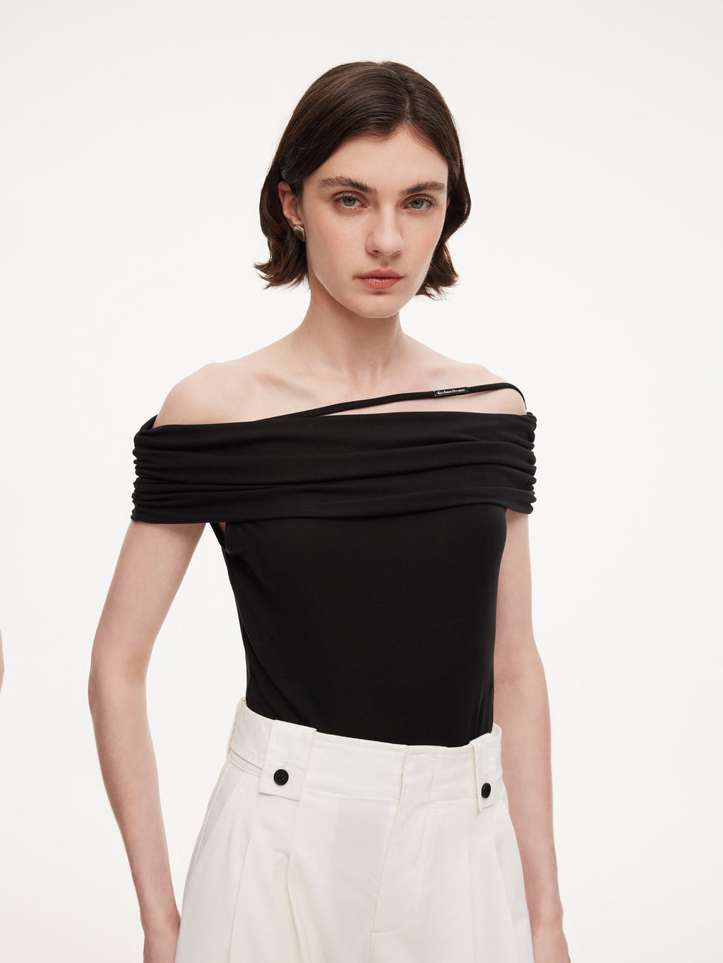 Lyocell Blend Off Shoulder Women Knit Top