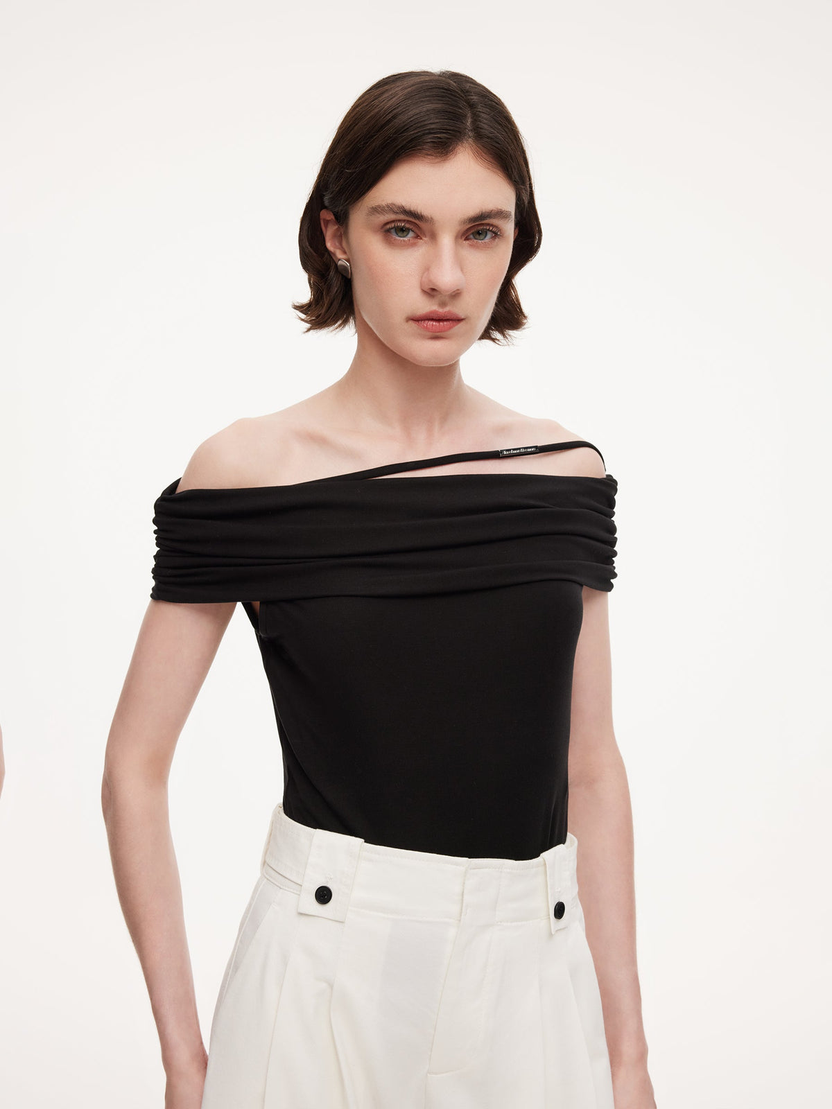 Lyocell Blend Off Shoulder Women Knit Top