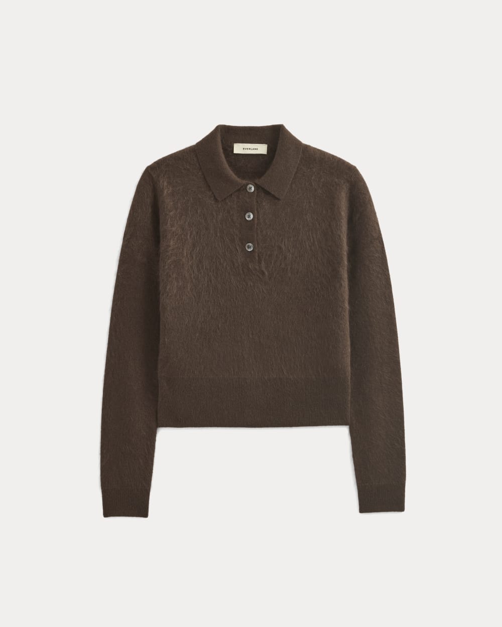 Lush Cashmere Cropped Polo Sweater | Raven