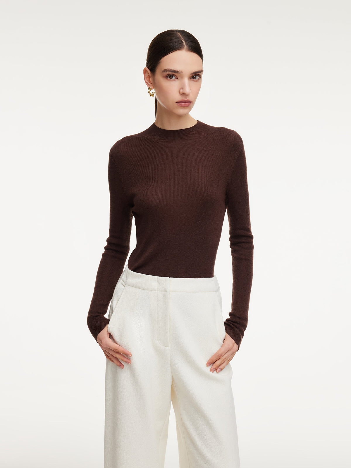Cashmere Mulberry Silk Tencel Blend Women Knit Top