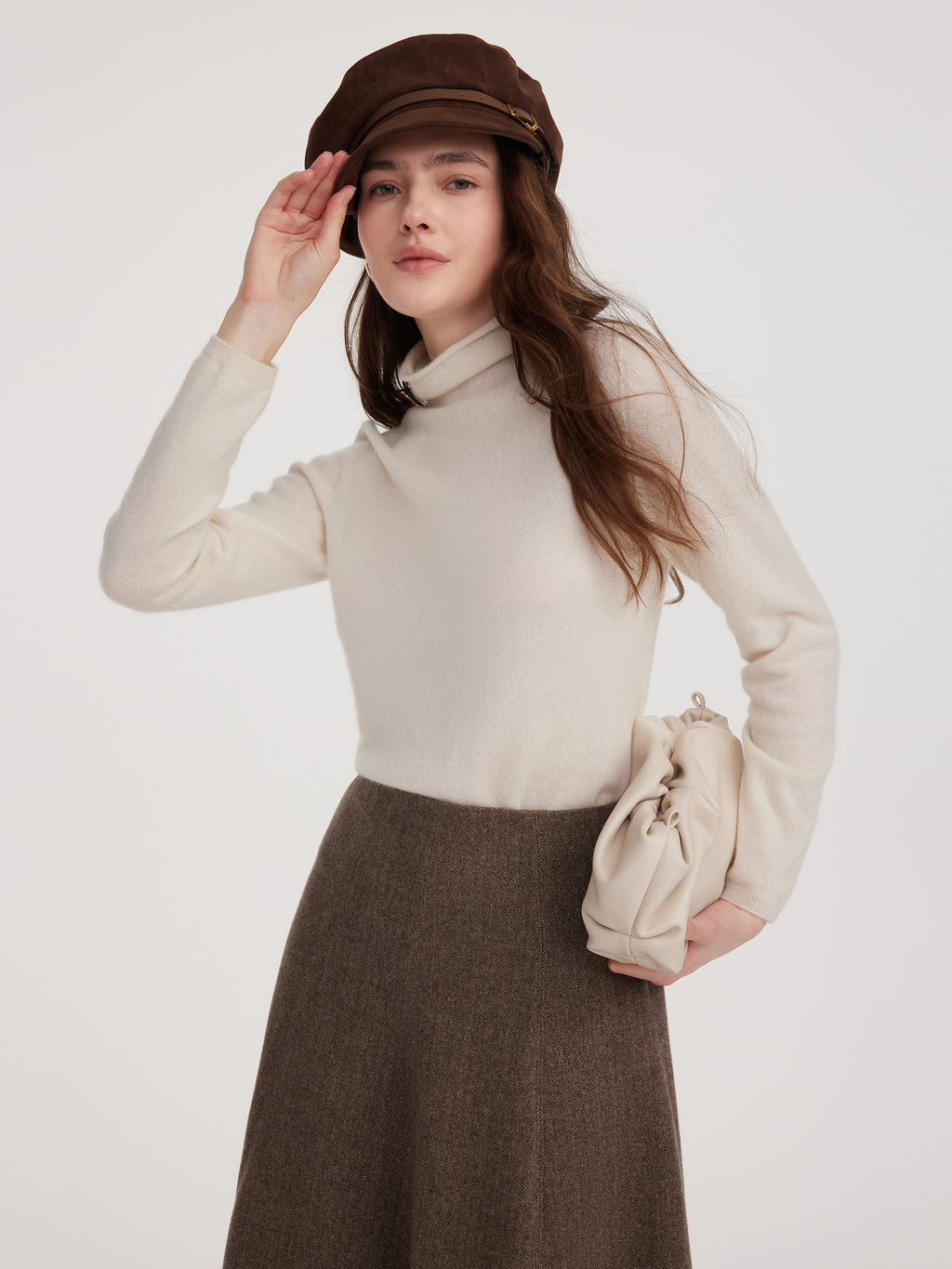 100% Cashmere Seamless Turtleneck Women Knit Top