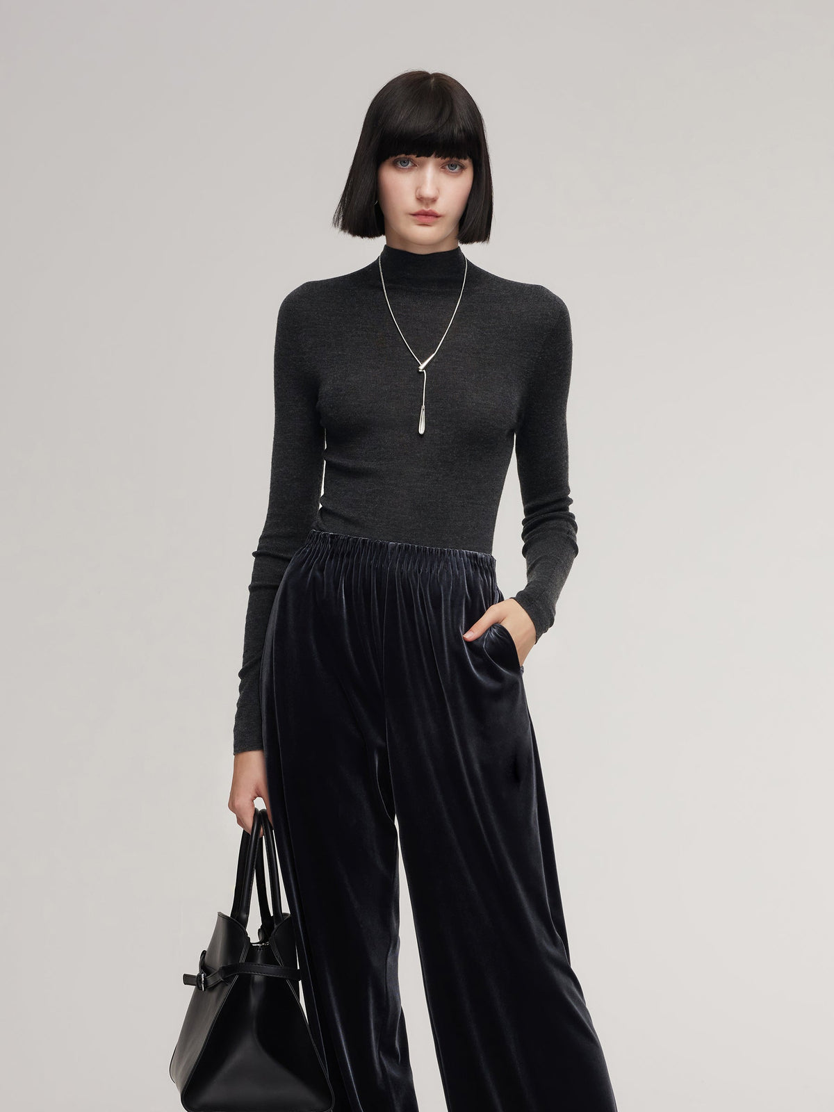 Cashmere Mulberry Silk Tencel Blend Women Knit Top