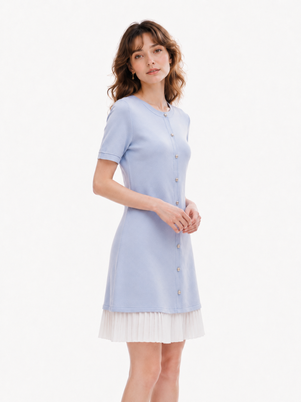 Tencel Blend Color Block Women Knit Mini Dress