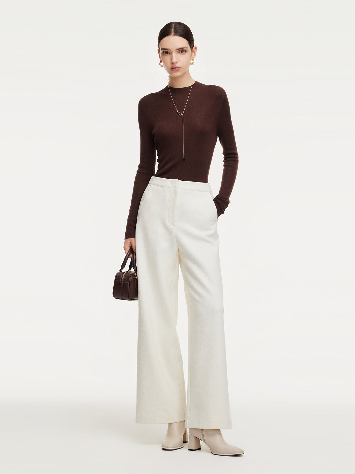 Cashmere Mulberry Silk Tencel Blend Women Knit Top