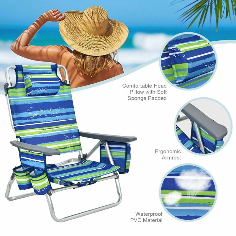 2 Pack 5 Position Outdoor Folding Backpack Beach Chair Amp Table Set Patio Lawn Camping Chair Beach Sling Chair - High Quality Set For Everyday Use