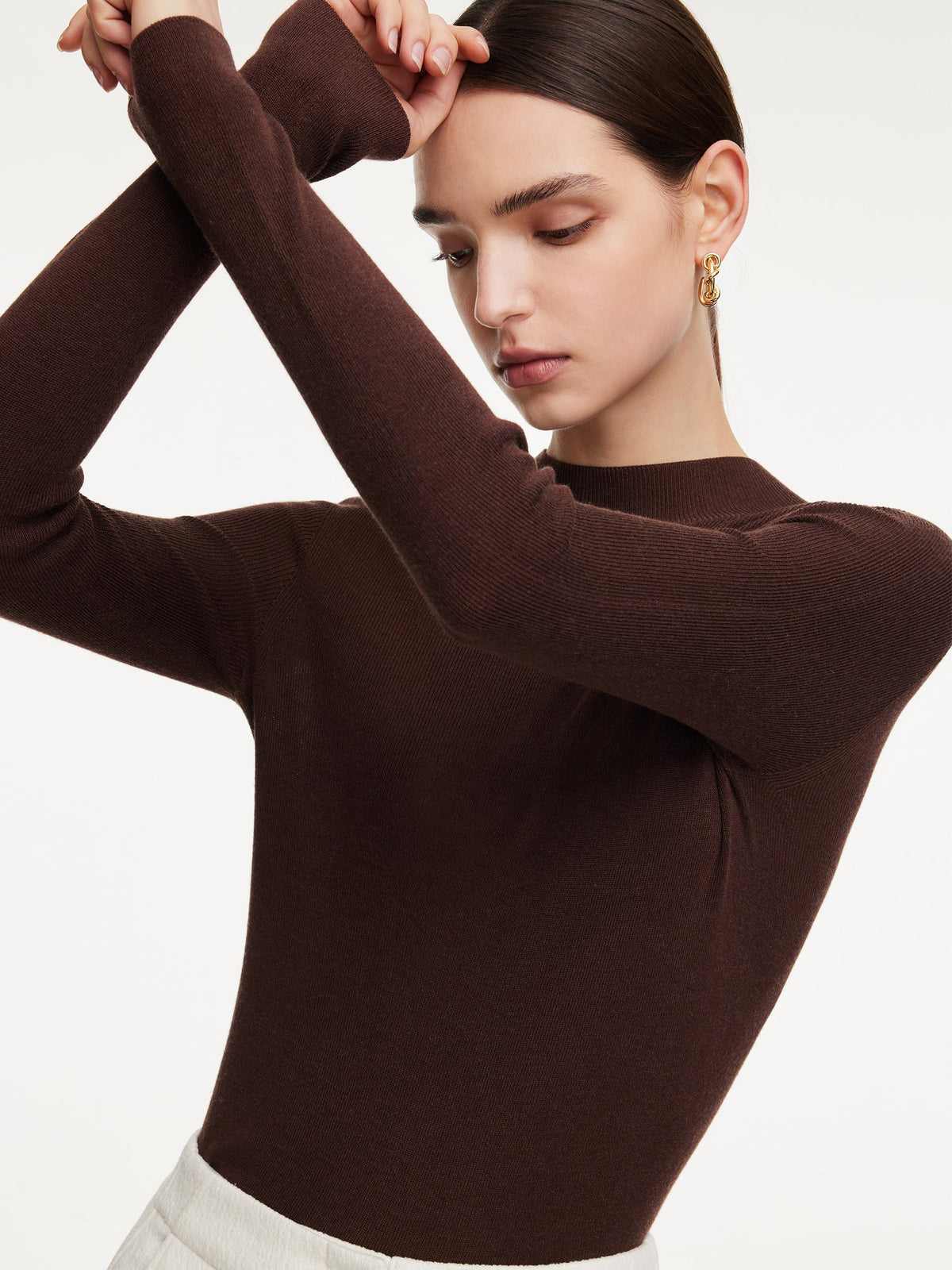 Cashmere Mulberry Silk Tencel Blend Women Knit Top