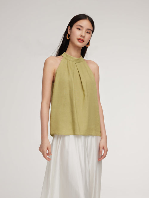 100% Linen Women Halter Tank Top