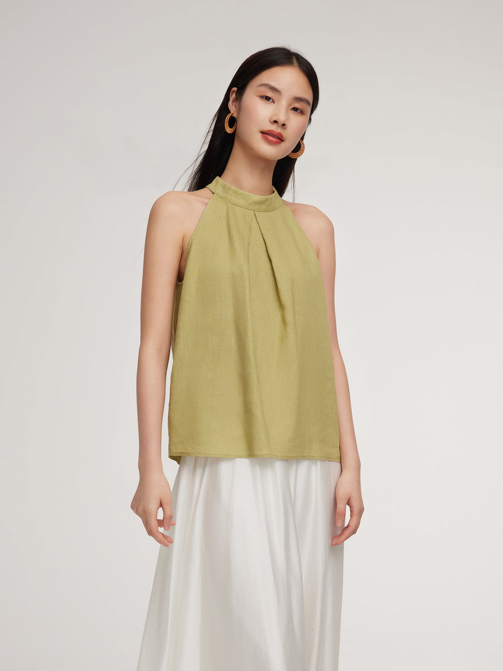 100% Linen Women Halter Tank Top