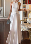 Backless Summer Lace Cotton Patchwork White Elegant Dress Up