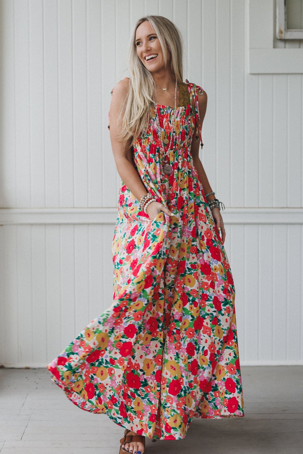 The Nest Bohemian Grace Maxi Dress - Red Floral - Pre Order