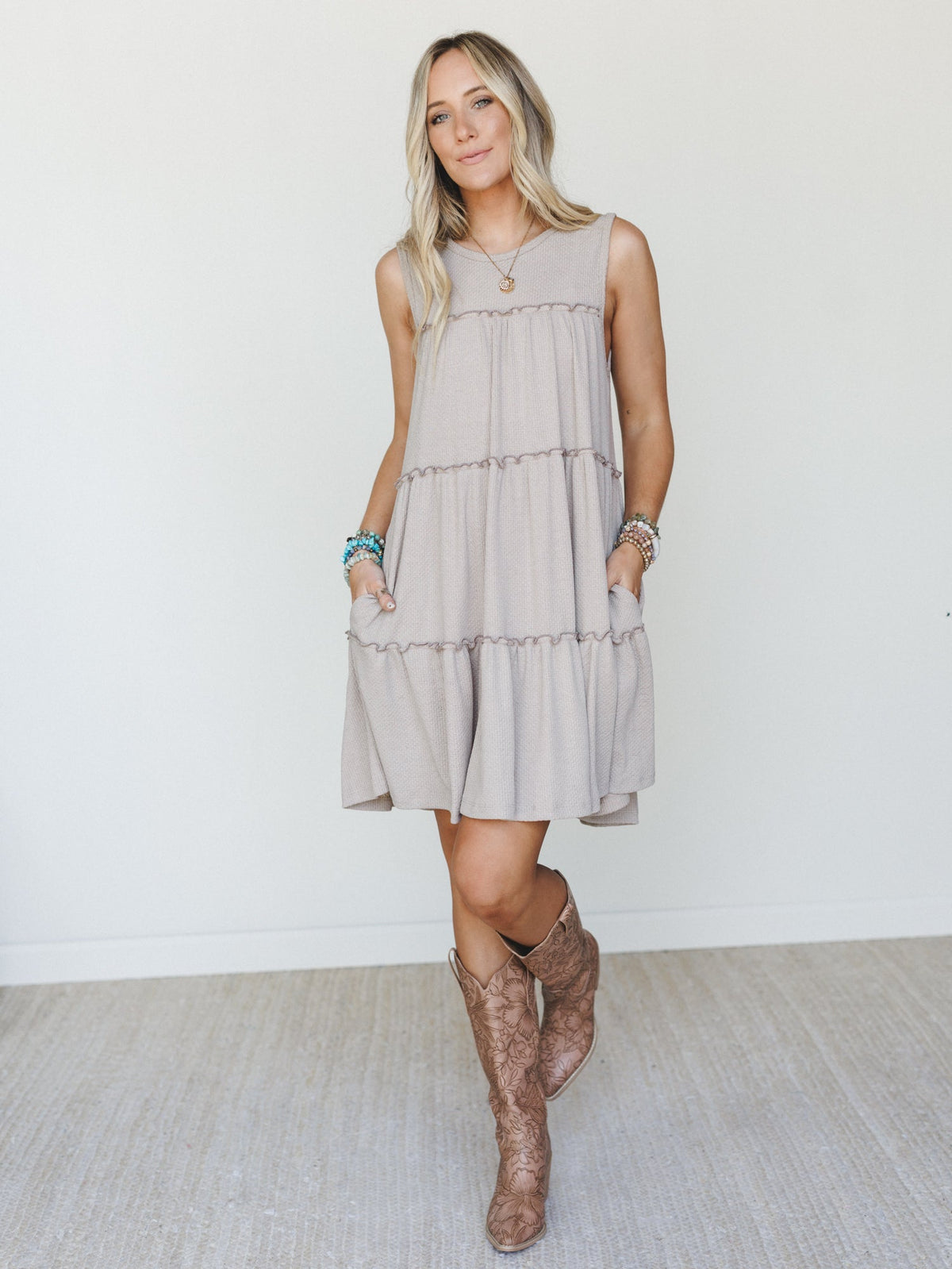 The Nest Dreamy Tiers Dress - Taupe - Pre Order