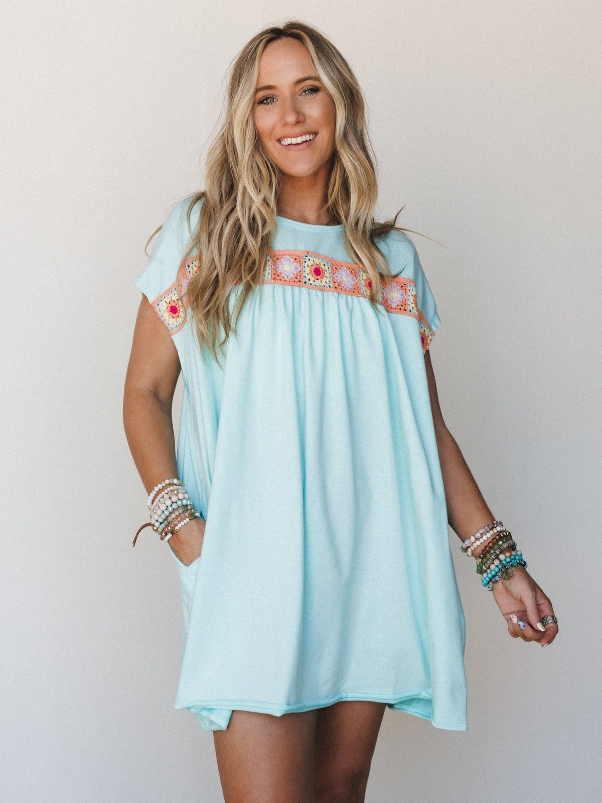 The Nest Crochet Casual Dress - Mint