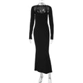 Women Clothing Autumn Sexy U Neck Sling Backless Dress Long Sleeve Waistcoat