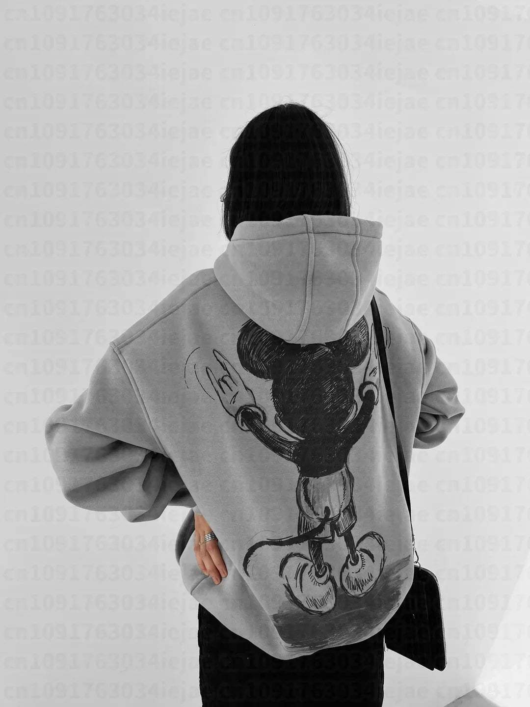 Mickey Mouse Print Hoodie Women Men Loose Casual Streetwear Pullover Cartoon Graphic Sweatshirt Vintage Spring Autumn New
