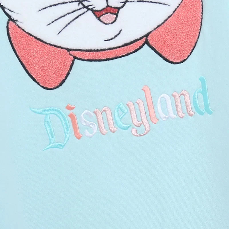 Embroidery Sweatshirt Women Casual Fleece Jumper Marie Cat Cartoon Loose Pullover Top O Neck Long Sleeve
