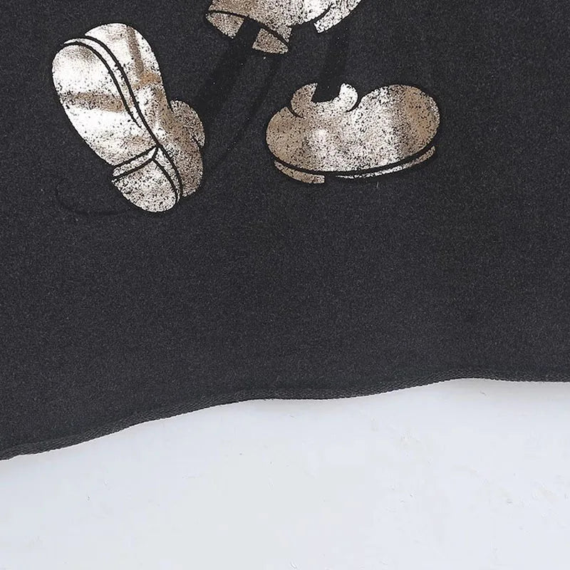 Retro Distressed Sweatshirt Women Mickey Mouse Casual Pullover Tops O Neck Long Sleeve Jumper Streetwear