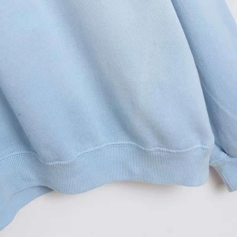 Sweatshirt Women Gradient Color Fleece Pullover O Neck Long Sleeve Casual Jumper Tops Femme Streetwear