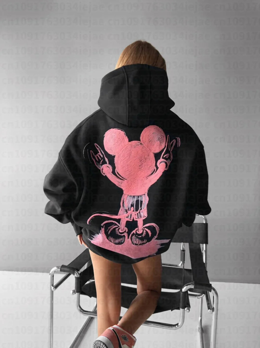 Mickey Mouse Print Hoodie Women Men Loose Casual Streetwear Pullover Cartoon Graphic Sweatshirt Vintage Spring Autumn New