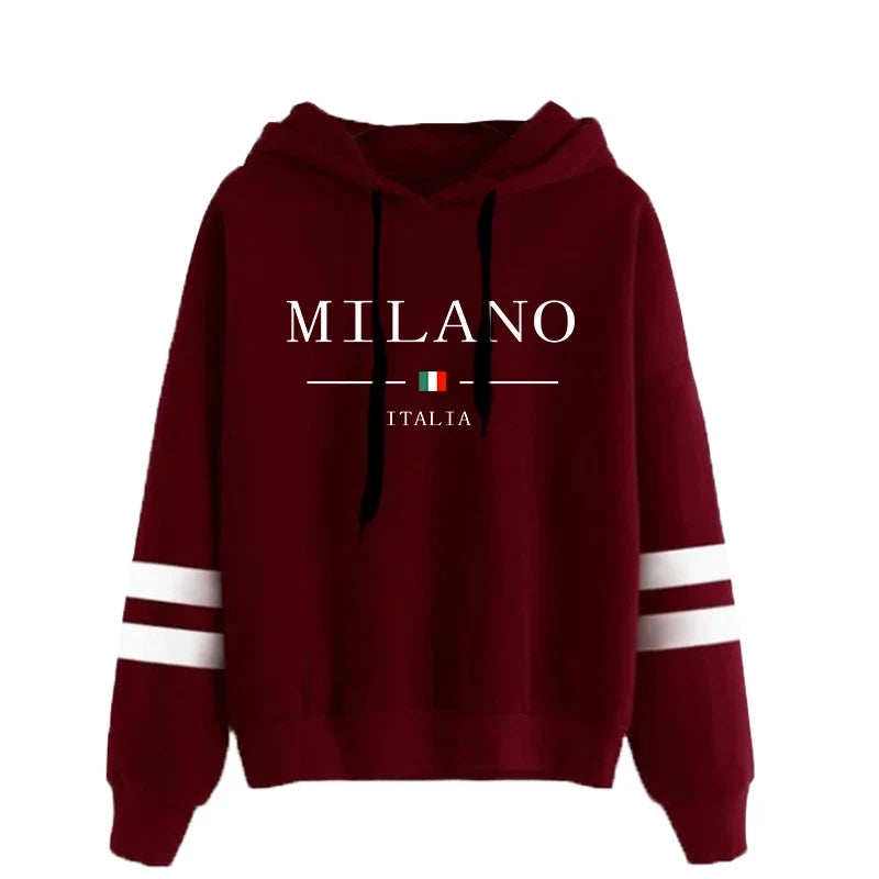 Hoodies Womens Sweatshirts Hot Sales Printing Daily Versatile Pullovers Stripe Jogging Sports Clothing Casual Woman Hooded Tops