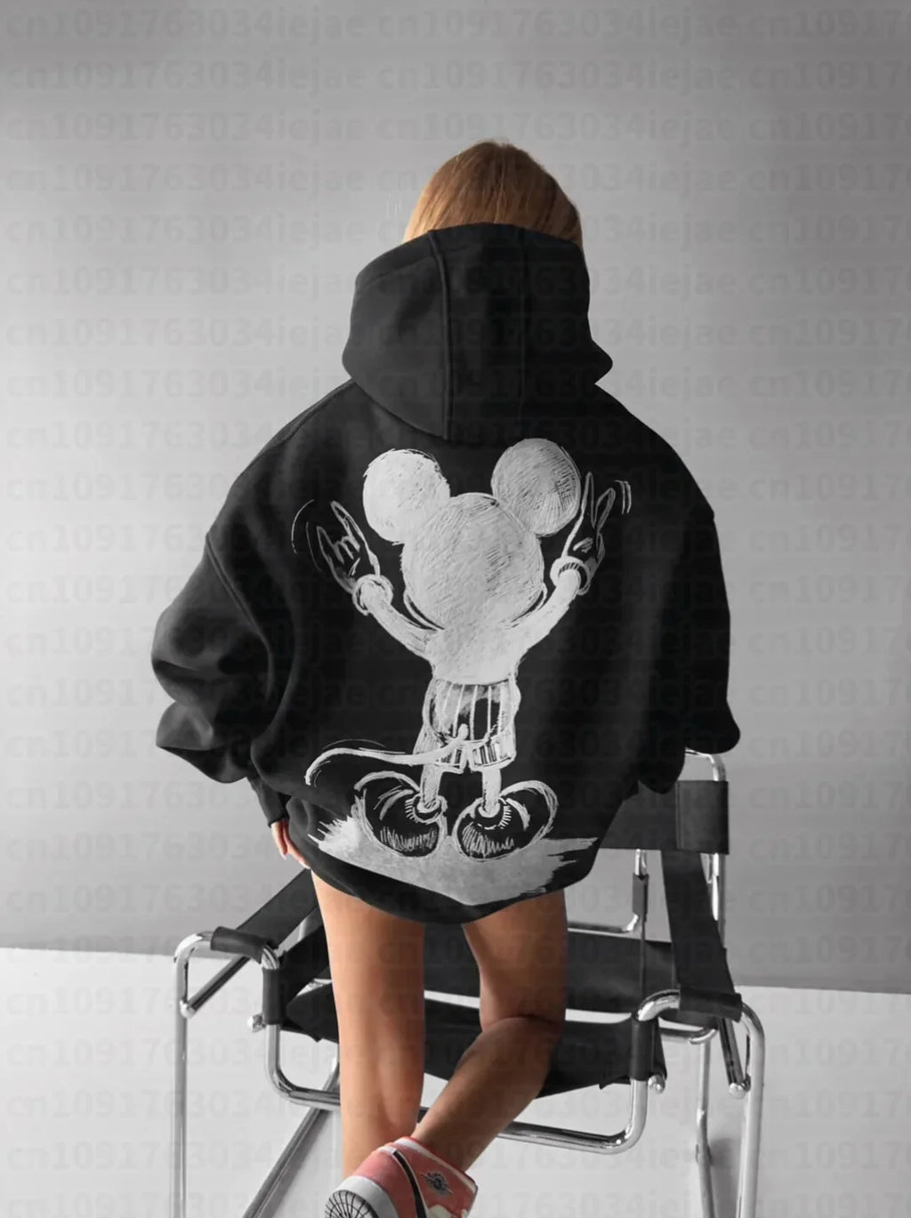 Mickey Mouse Print Hoodie Women Men Loose Casual Streetwear Pullover Cartoon Graphic Sweatshirt Vintage Spring Autumn New