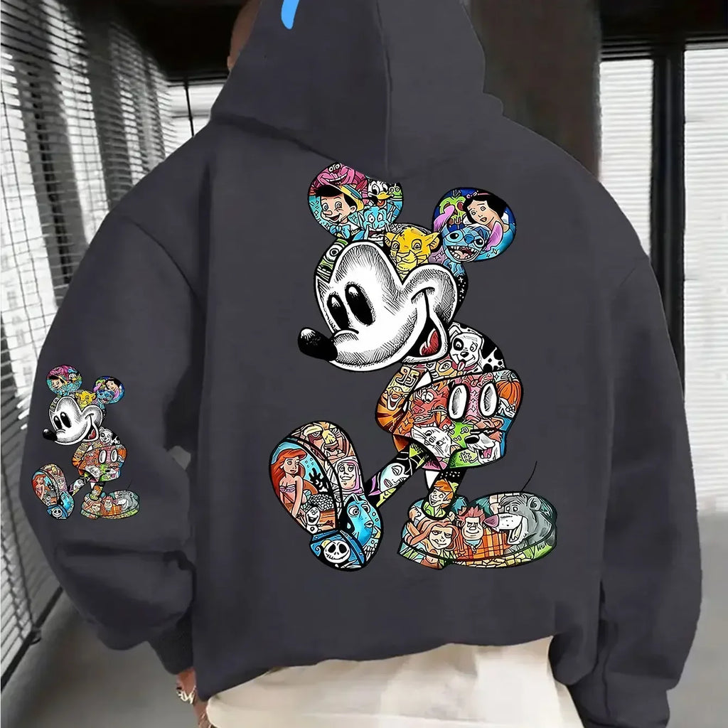 Patchwork Printed Hoodie Multi-Style Loose Hoodie Unisex-Hooded Hoodie for Fall/Winter