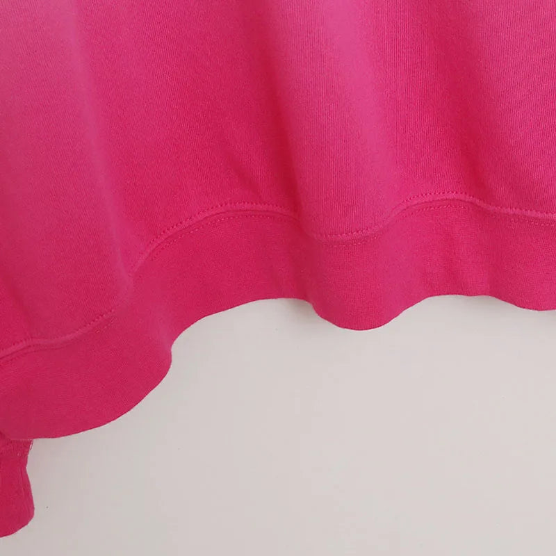 Contrast Color Gradient Sweatshirt Letter Castle Women Casual O Neck Pullover Tops Loose Jumper