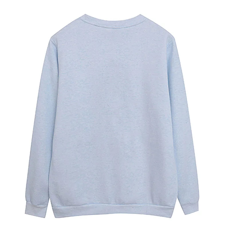 Eeyore Embroidery Fleece Sweatshirt Women O Neck Long Sleeve Casual Pullover Tops Female Cute Cartoon Jumper Streetwear
