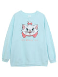 Embroidery Sweatshirt Women Casual Fleece Jumper Marie Cat Cartoon Loose Pullover Top O Neck Long Sleeve