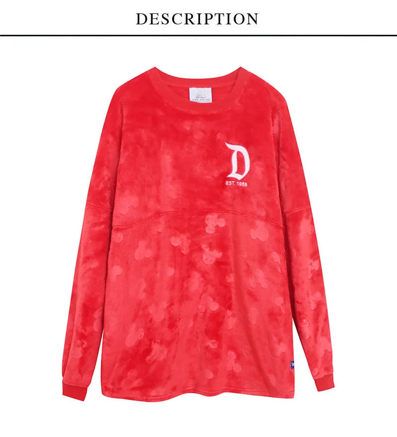 Fleece Sweatshirt Women Casual Loose Pullover Tops O Neck Mickey Mouse Jumper Oversized Unisex Streetwear