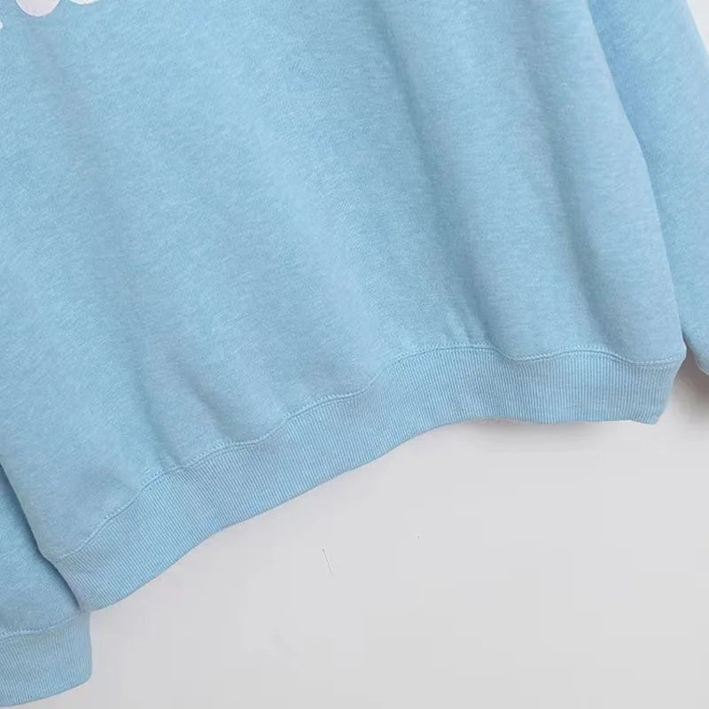 Sweatshirt Women Gradient Color Fleece Pullover O Neck Long Sleeve Casual Jumper Tops Femme Streetwear