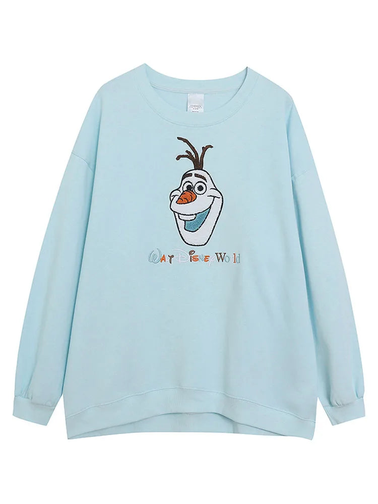 Embroidery Sweatshirt Women Casual Fleece Jumper Tigger Cheshire Cat Cartoon Loose Pullover Top O Neck