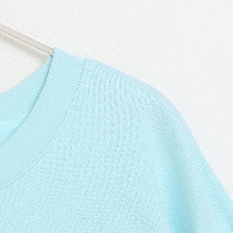 Embroidery Sweatshirt Women Casual Fleece Jumper Marie Cat Cartoon Loose Pullover Top O Neck Long Sleeve