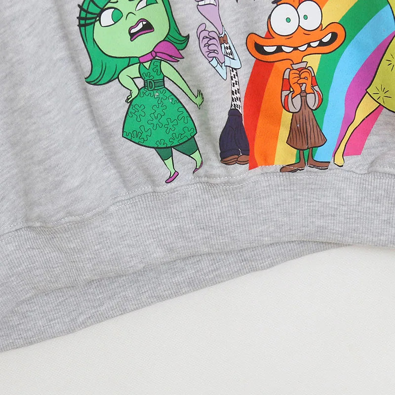 Embroidery Sweatshirt Inside Out Cartoon Jumper O Neck Long Sleeve Women Casual Pullover Top