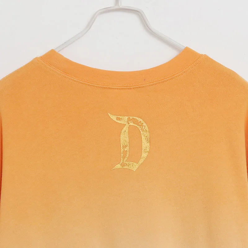 Contrast Color Gradient Sweatshirt Letter Castle Women Casual O Neck Pullover Tops Loose Jumper