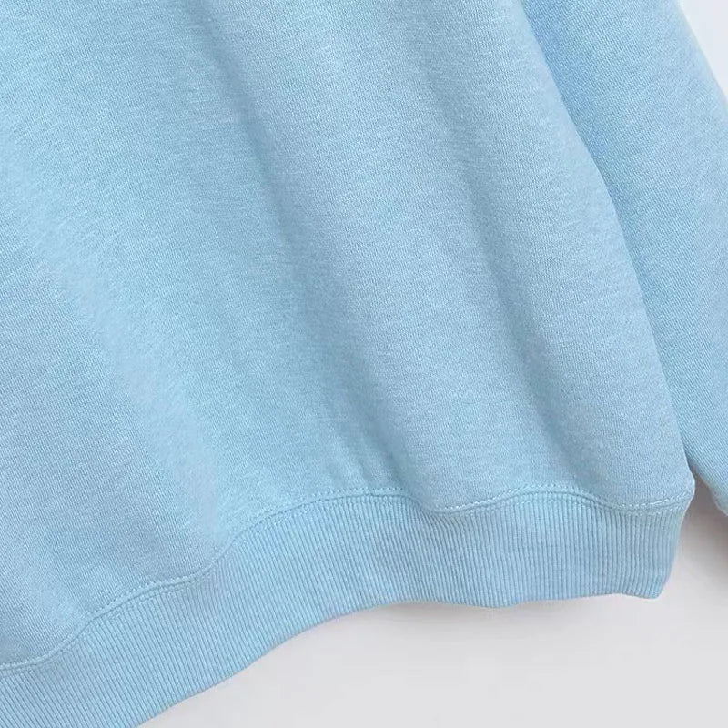 Sweatshirt Women Gradient Color Fleece Pullover O Neck Long Sleeve Casual Jumper Tops Femme Streetwear