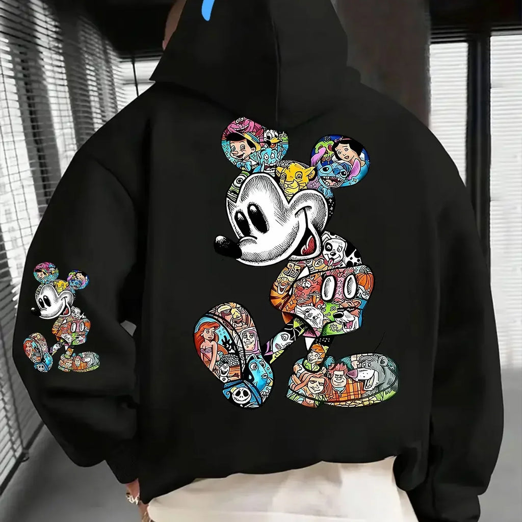 Patchwork Printed Hoodie Multi-Style Loose Hoodie Unisex-Hooded Hoodie for Fall/Winter